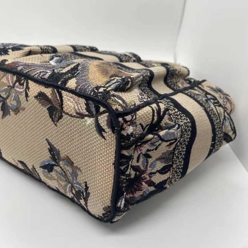 Christian Dior Oblique 刺繡 Catherine 迷你手提包 原味米色-8