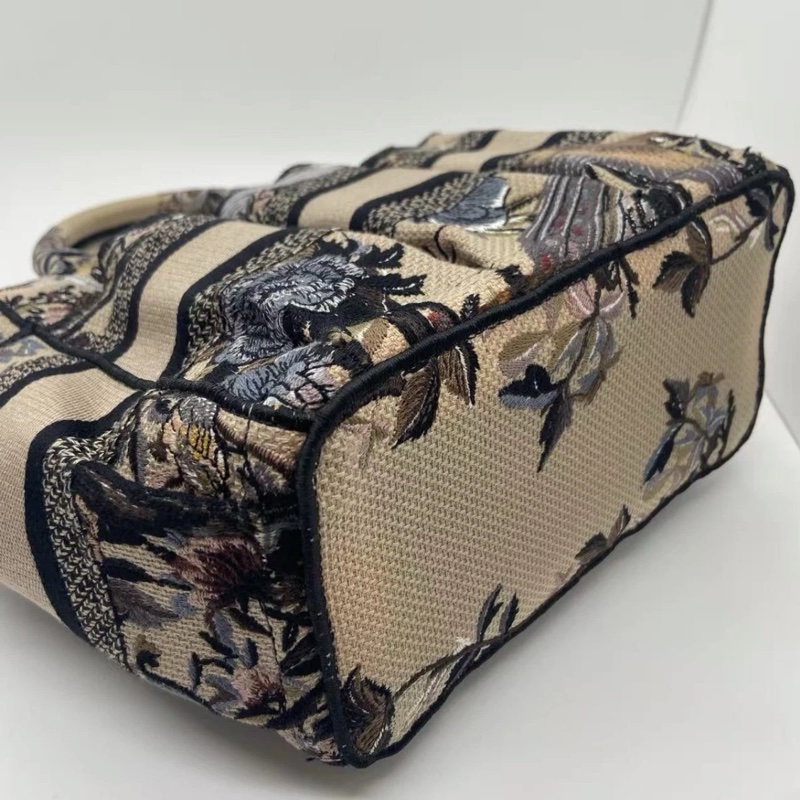 Christian Dior Oblique 刺繡 Catherine 迷你手提包 原味米色-9