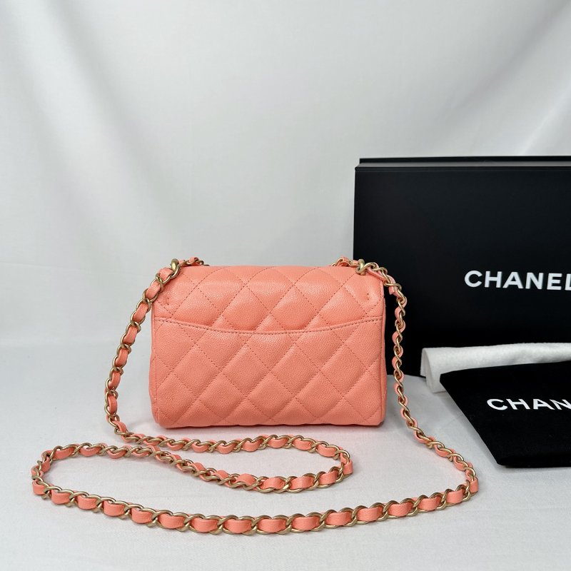 CHANEL 25P淡橘荔枝牛迷你口蓋包-1