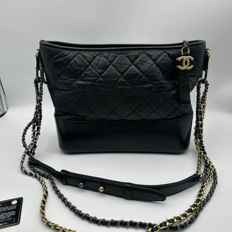 香奈兒Chanel 黑色絎縫 小牛皮中號 Gabrielle Hobo包 流浪包