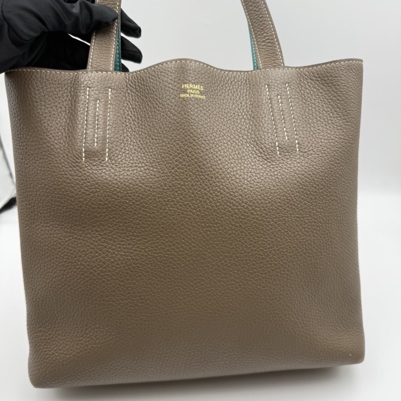 HERMES 愛馬仕 Double Sens Togo皮 拼色 雙面托特 購物袋 肩背包-6