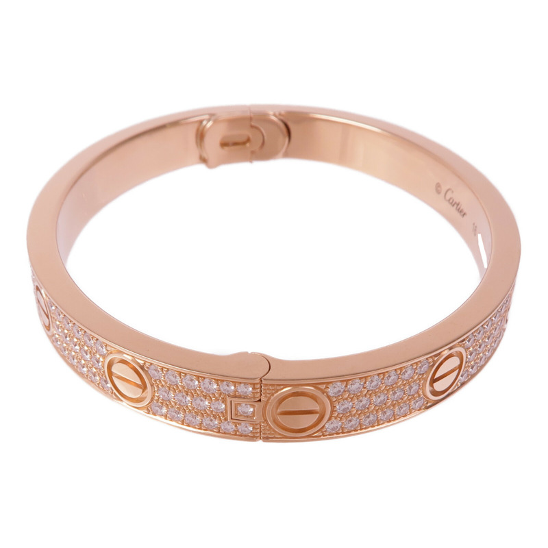 CARTIER 18K玫瑰金Love Bracelet鑽石手鐲Cartier#16-1