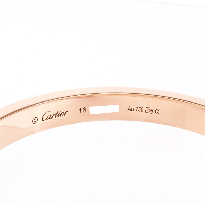 CARTIER 18K玫瑰金Love Bracelet鑽石手鐲Cartier#16-4