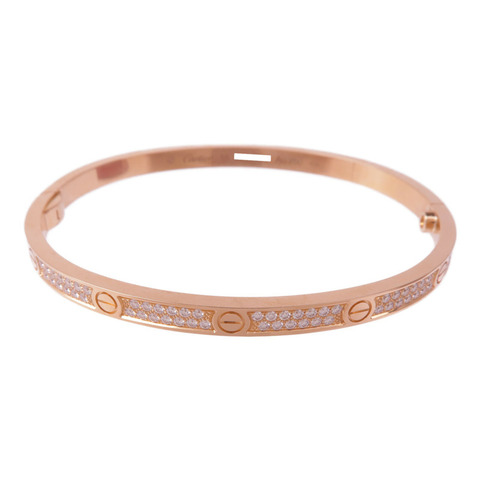 CARTIER 18K玫瑰金Love Bracelet Full Diamonds Small Model鑽石手鐲Cartier#16