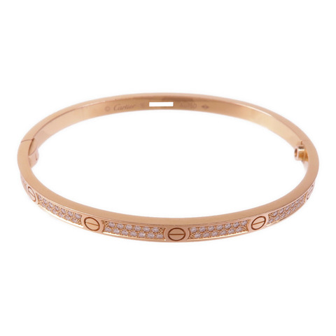 CARTIER 18K玫瑰金Love Bracelet Full Diamonds Small Model鑽石手鐲Cartier#16