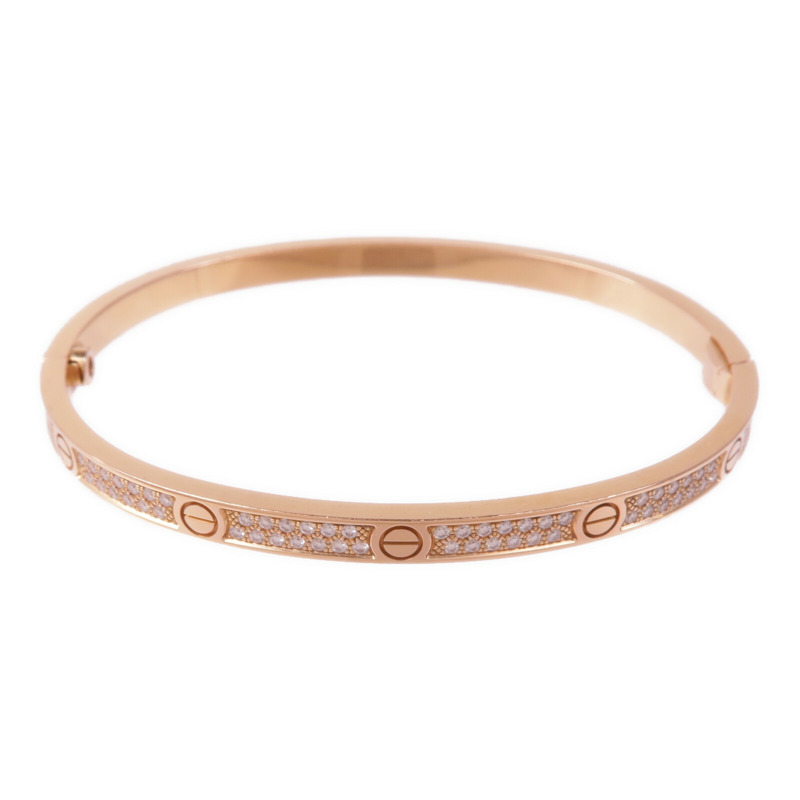 CARTIER 18K玫瑰金Love Bracelet Full Diamonds Small Model鑽石手鐲Cartier#16-2