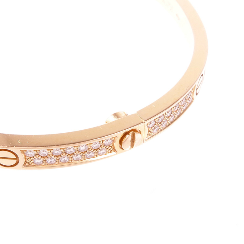 CARTIER 18K玫瑰金Love Bracelet Full Diamonds Small Model鑽石手鐲Cartier#16-5