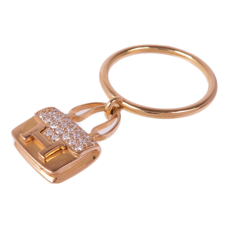HERMES 18K玫瑰金Amulettes Constance Ring鑽石戒指Hermes#52/US#6-2