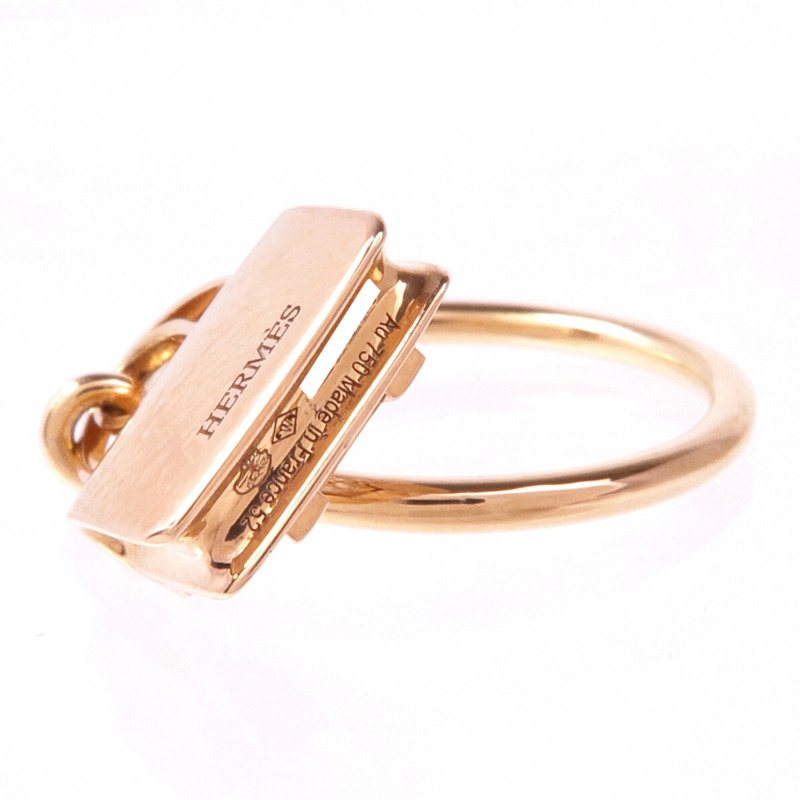 HERMES 18K玫瑰金Amulettes Constance Ring鑽石戒指Hermes#52/US#6-4
