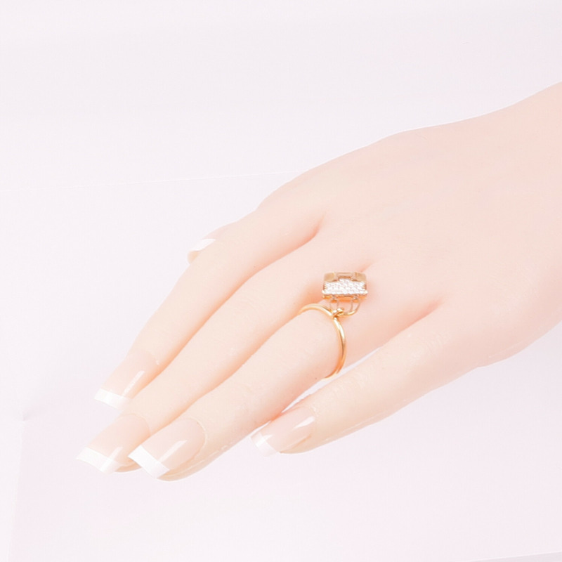 HERMES 18K玫瑰金Amulettes Constance Ring鑽石戒指Hermes#52/US#6-7