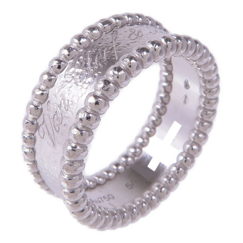 Van Cleef & Arpels 18K白金Perlée Signature Ring戒指VCA#54/US#6.75