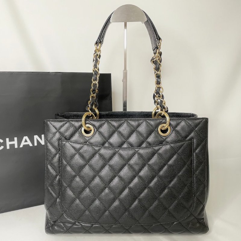 CHANEL GST荔枝黑金購物包-1