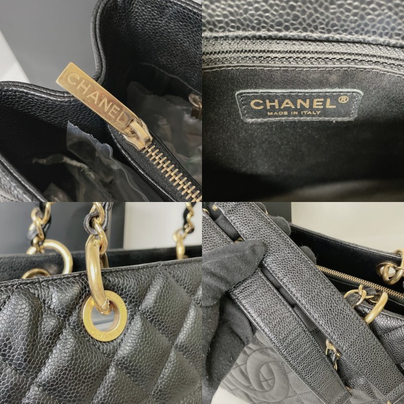 CHANEL GST荔枝黑金購物包-7