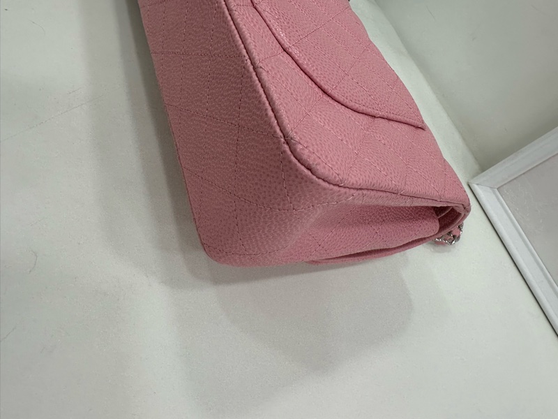 Chanel vintage 香奈兒中古絕版櫻花粉荔枝皮CF中號 10開,有卡-12
