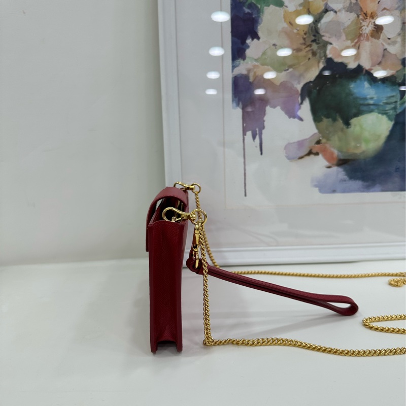 Prada普拉達 mini迷你皮夾卡包 手機包 單肩斜挎鏈18*10*2-4