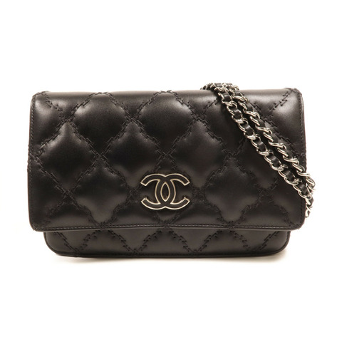 CHANEL 羊皮皮革Woc銀扣鏈帶肩背袋