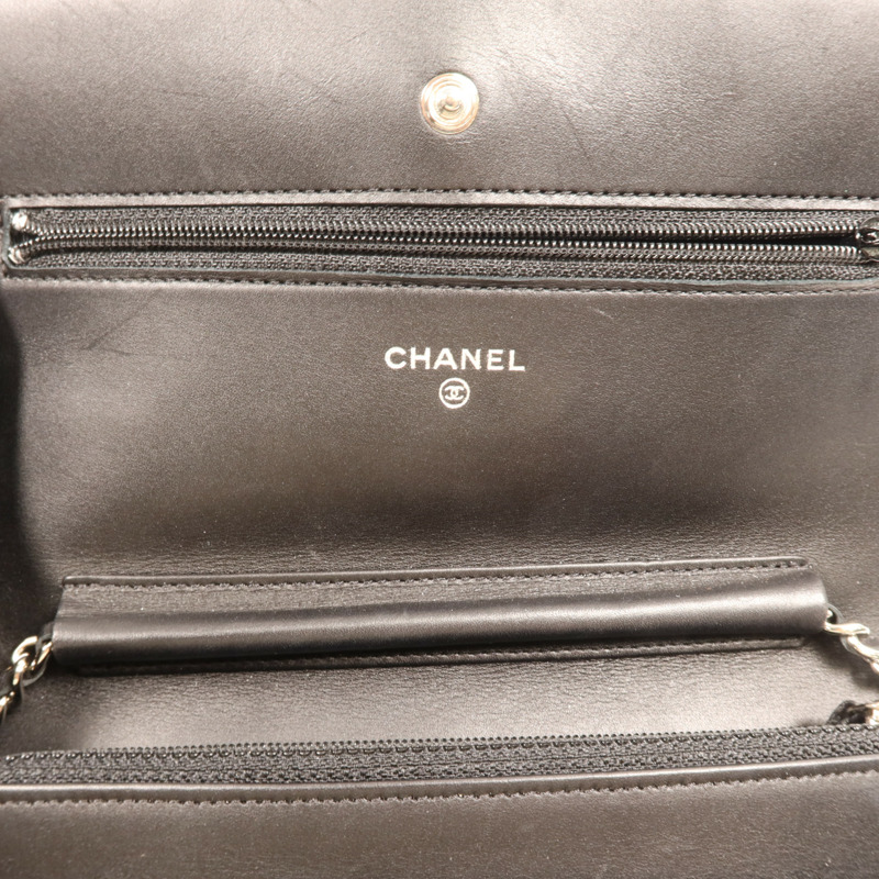 CHANEL 羊皮皮革Woc銀扣鏈帶肩背袋-8