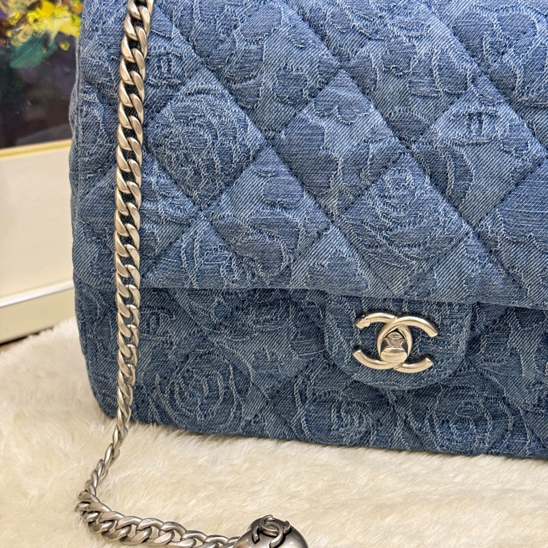 99新✨ 櫃上將近36萬🔥 CHANEL CF23香奈兒牛仔coco23愛心調節扣 經典口蓋包 斜背包 肩背包-5