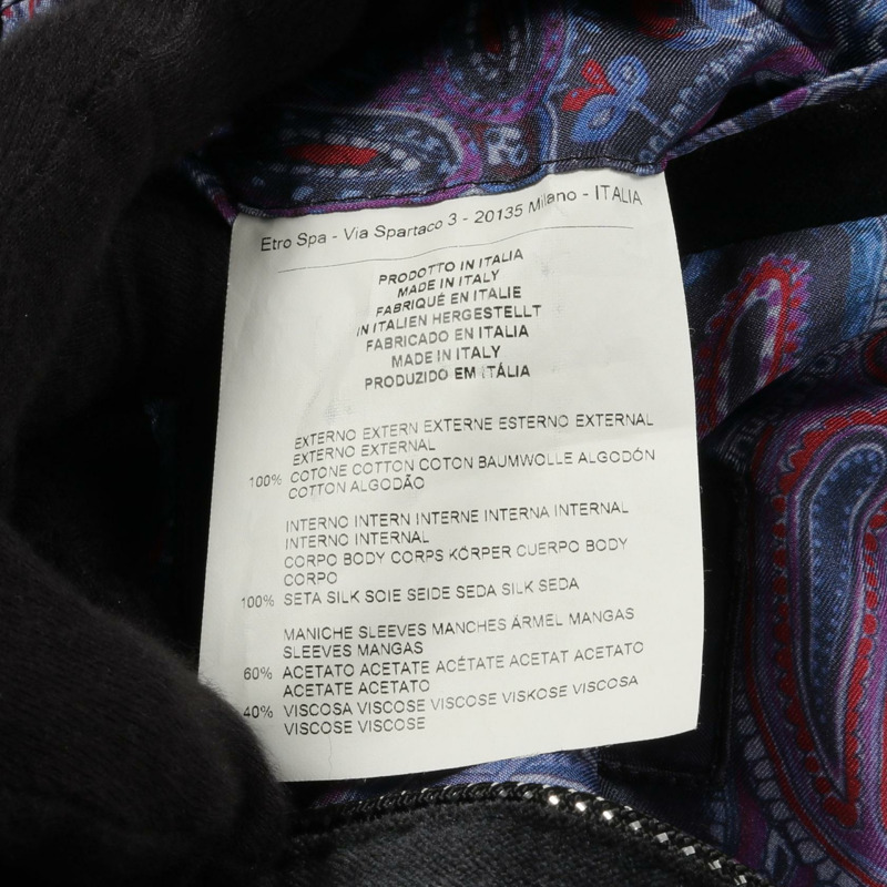 ETRO Velor 天鵝絨修身外套 棉質 黑色 56 碼 二手男式-3