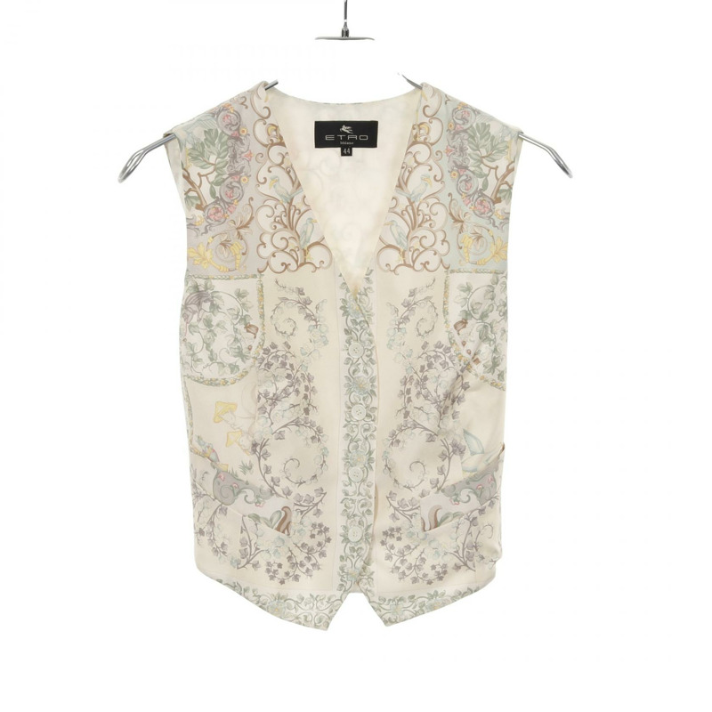 ETRO 花卉背心 81-19676-3755 絲綢米色多色 44 碼 二手 女款-0