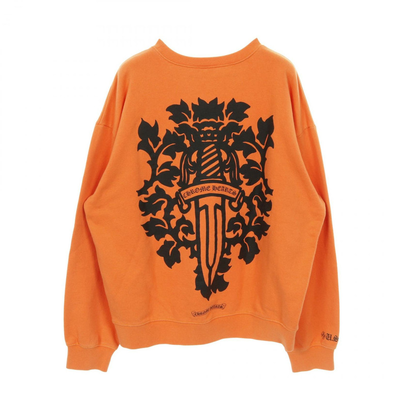 CHROME HEARTS 藤蔓匕首印花套頭衫 - 棉橙色 #XL 二手男款-1
