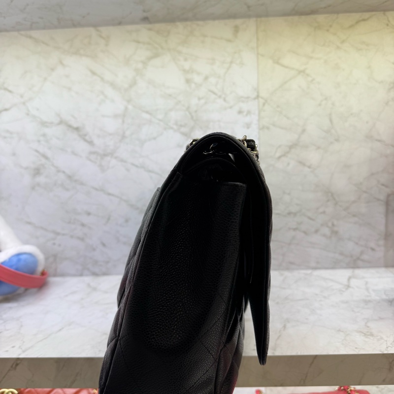 CHANEL黑銀荔枝皮MAXIJUMB0/15-1