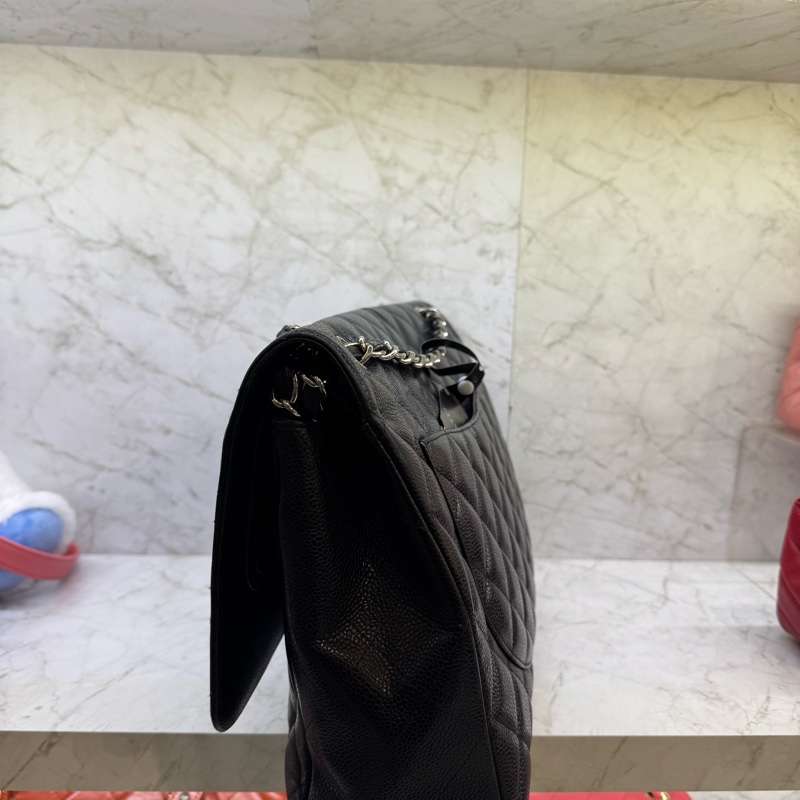 CHANEL黑銀荔枝皮MAXIJUMB0/15-3