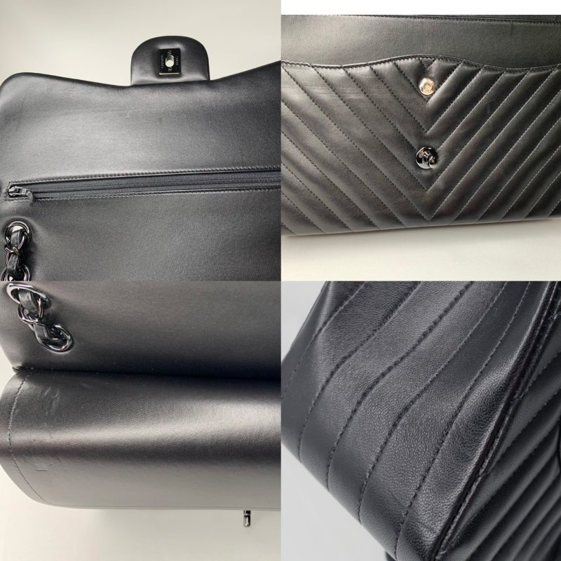 CHANEL Jumbo 30山形紋黑鏈口蓋包-9