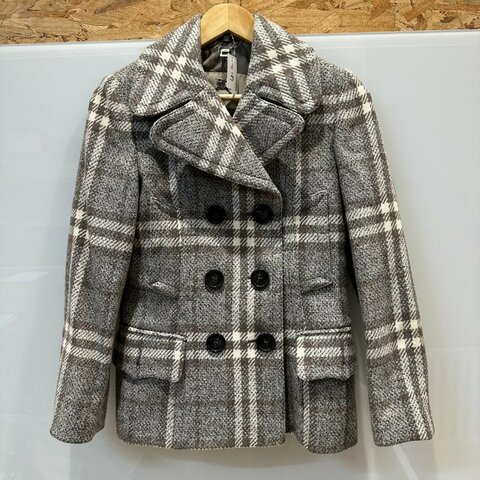 【美收精品】BURBERRY 灰色格紋針織外套 4-287【隔月月中將轉賣至日本 上架期限30天】