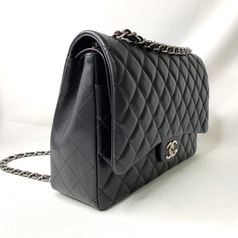 CHANEL MAXI JUMBO黑銀羊口蓋包-3