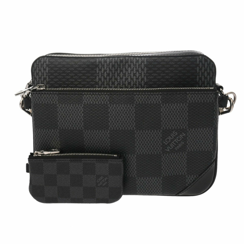 LOUIS VUITTON Damier Graphite Trio 郵差包（黑色）(N50017) - 男士帆布單肩包-1