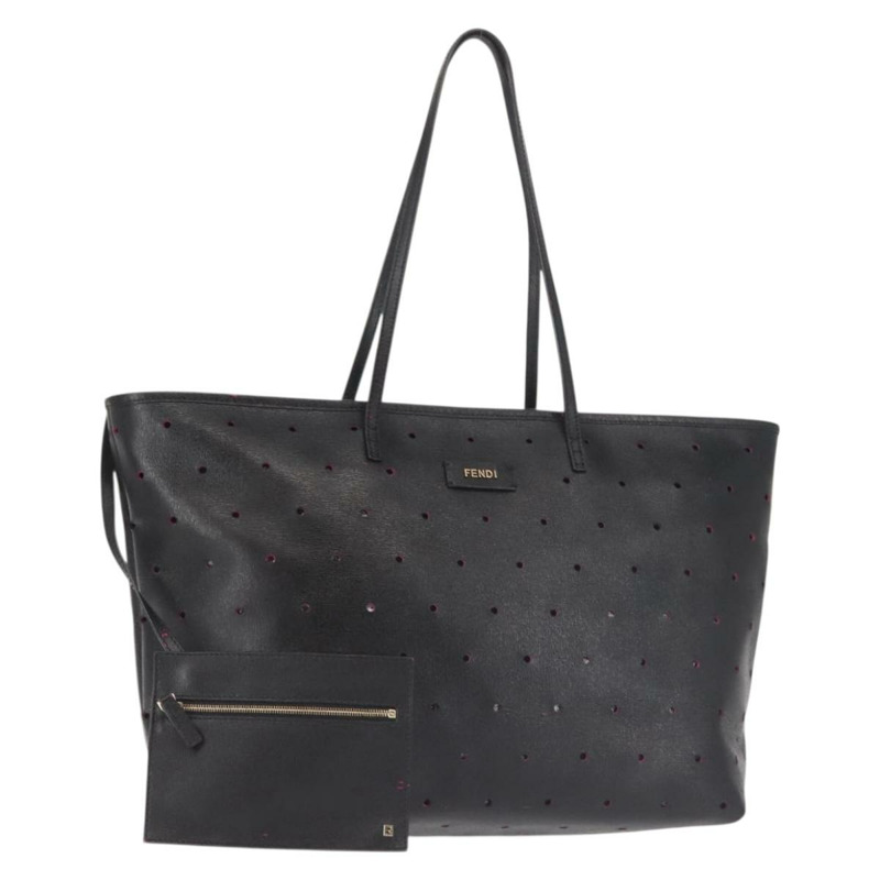 【日本直送】FENDI 手提包 皮革 黑金 正品 bs29107-0