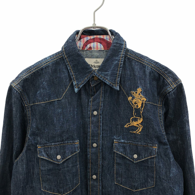 Vivienne Westwood 牛仔長袖襯衫 棉質 藍色 XS 碼 二手 男款 VW-2