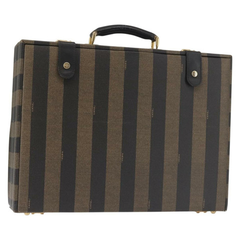 FENDI 公事包 山胡桃色帆布 黑棕色 正品 143134
