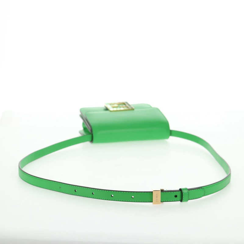 【日本直送】FENDI Fab 肩背包 皮革 綠金色 正品 133473M-6