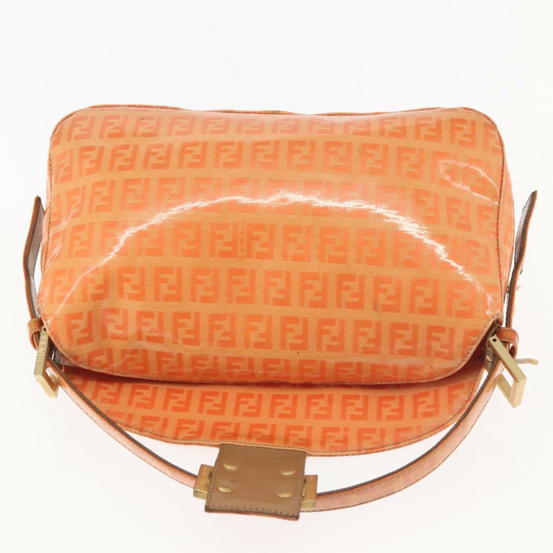 【日本直送】FENDI Zucchino 帆布 Mamma Baguette 單肩包 琺瑯 橙金色 正品 BA6226-18
