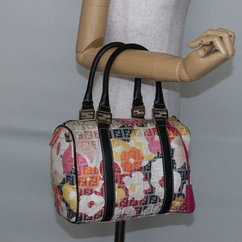 【日本直送】FENDI Zucchino 帆布波士頓包 米色金色 正品 128920V-24