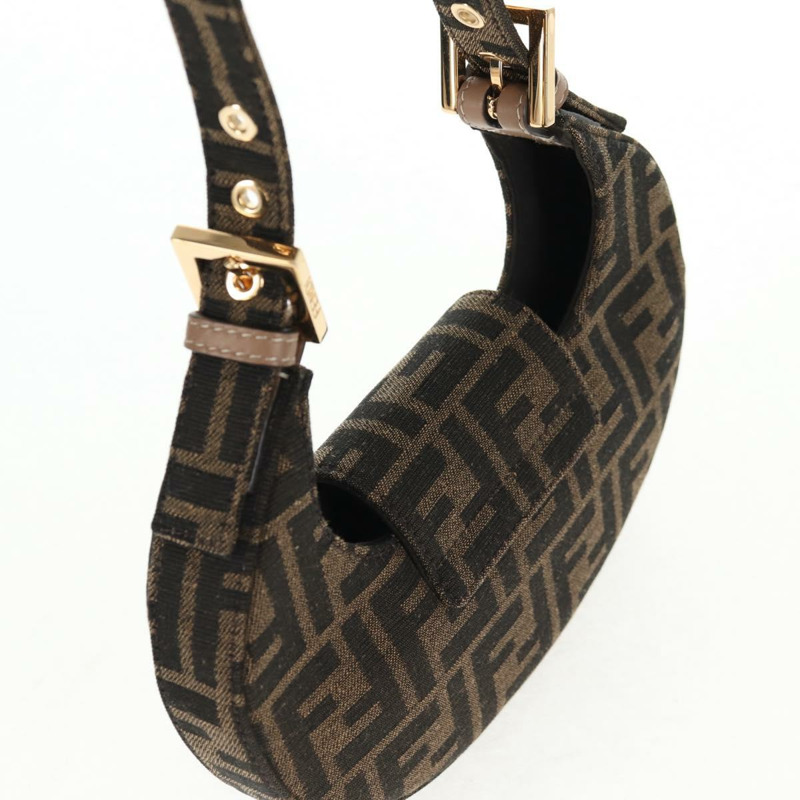 【日本直送】FENDI Zucca 帆布 Mamma Baguette 肩背包 黑棕色 正品 128937M-5