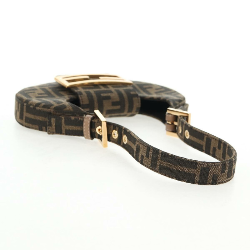 【日本直送】FENDI Zucca 帆布 Mamma Baguette 肩背包 黑棕色 正品 128937M-6