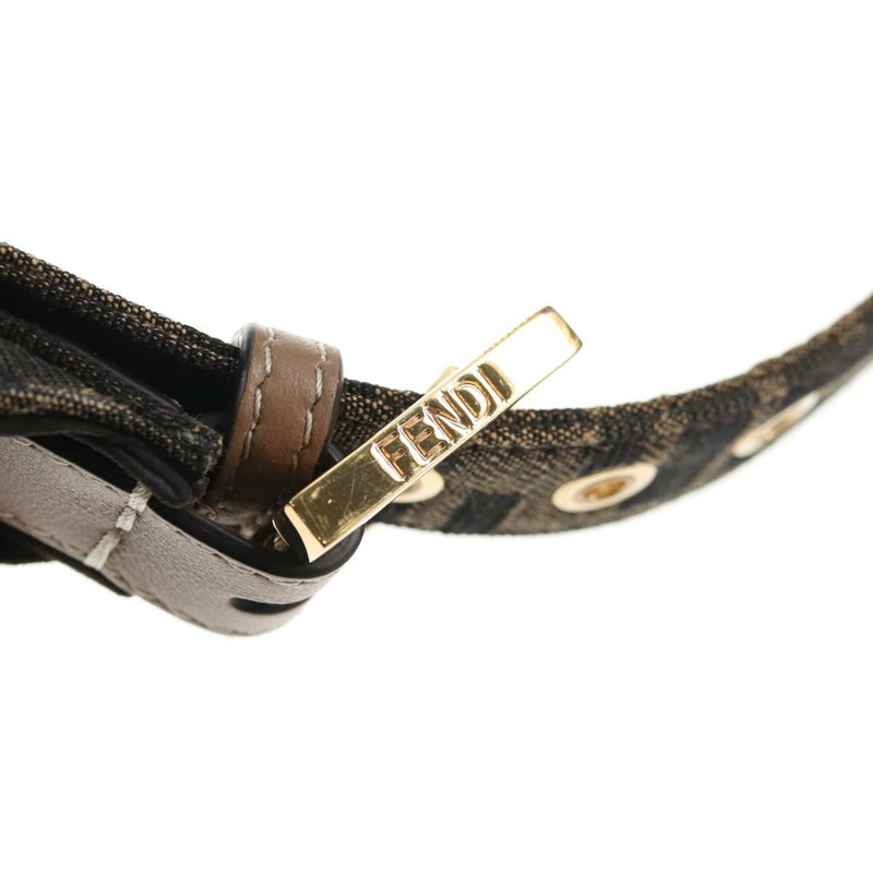 【日本直送】FENDI Zucca 帆布 Mamma Baguette 肩背包 黑棕色 正品 128937M-14