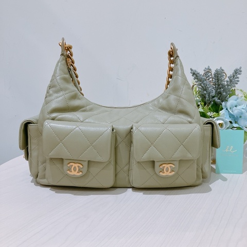 TK1824 CHANEL 香奈兒特大號Hobo鏈帶單肩包包MAXI HOBO CHAIN BAG LAMBSKIN