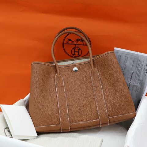 9 月新鮮票剛出櫃🌟不需配貨原價直出 🌟【全新品🌟大全配】Hermès 愛馬仕 Garden Party 30 花園 30 金棕色 牛皮 托特包 單肩包 K 刻