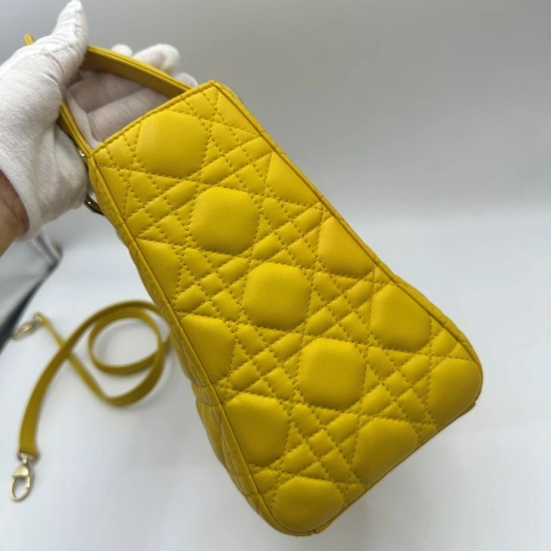 Dior Lady Dior 五格 單肩包 中號 小鸡黄 戴妃包-2