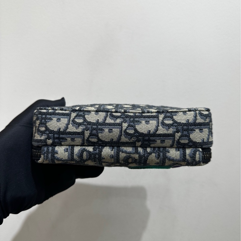 Dior Kenny Scharf聯名款藍色老花刺繡相機包 雙層格局內有卡位 可單肩斜挎-5