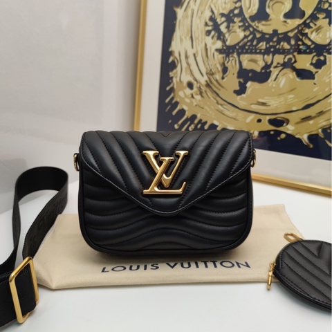 LV new wave 新款二合一 黑色全皮 手提 斜挎 腰包 多種背法