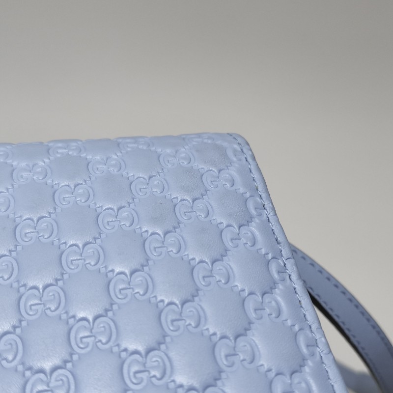 Gucci 牛皮純色壓紋老花皮標 logo 斜挎包單肩包-10