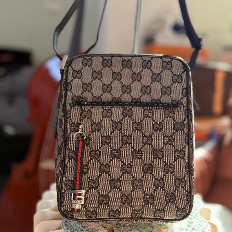 🌸 GUCCI 經典 GG Supreme 帆布斜背包｜男女皆適用｜二手經典精品-5