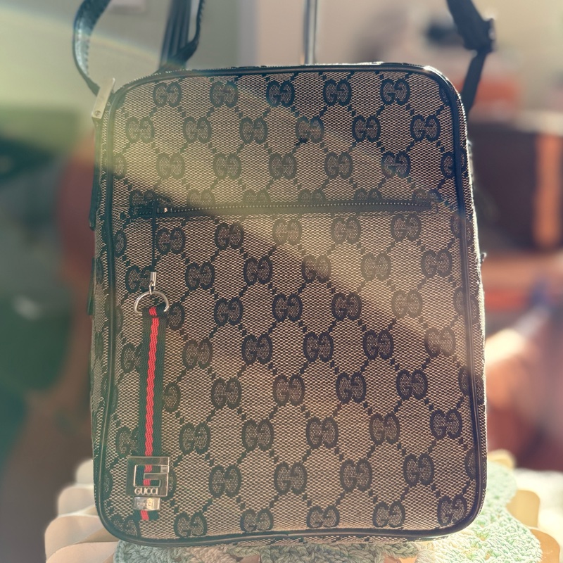 🌸 GUCCI 經典 GG Supreme 帆布斜背包|男女皆適用|二手經典精品-7