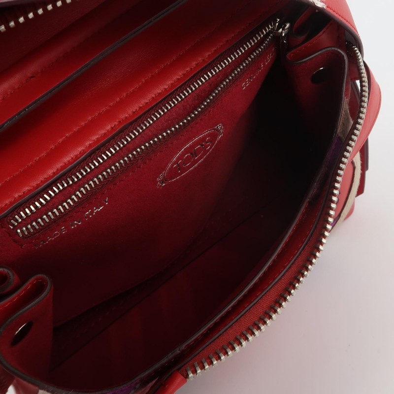 Tod's Wave 大嘴包牛皮馬毛翻毛皮字母 Logo 斜挎單肩包-6