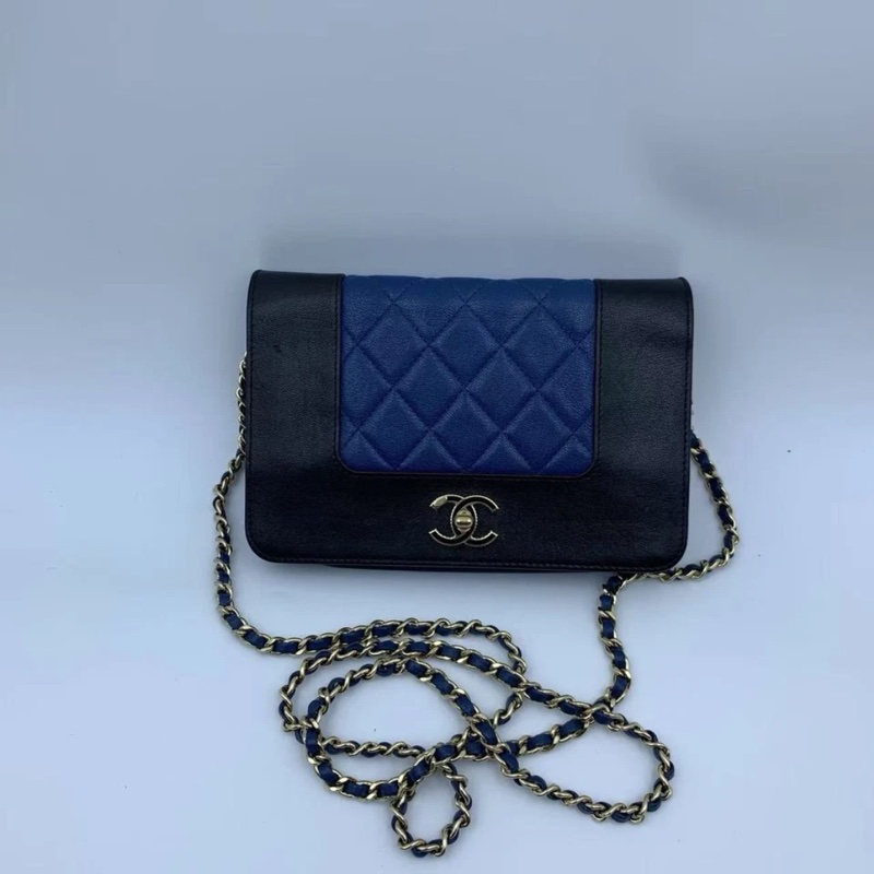 Chanel 香奈兒 鏈條錢包 藍色和黑色皮革單肩包斜挎包-7